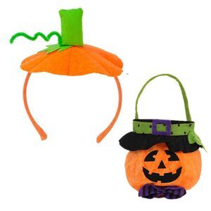 6219 Halloween Pumpkin Tutu Costume Set With Pumpkin Headband